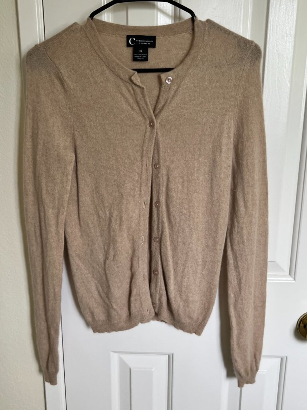 C by Bloomingdale's Women 100% Cashmere Sweater Cardigan, Tan, Size XS